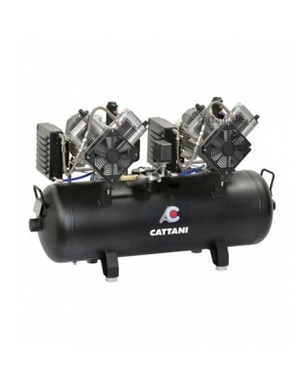 Безмасляный компрессор с 2-мя осушителями для 5-6 стоматологических установок Cattani 100-320 без кожуха с ресивером 100 л, 320 л/мин типа тандем, трехфазный