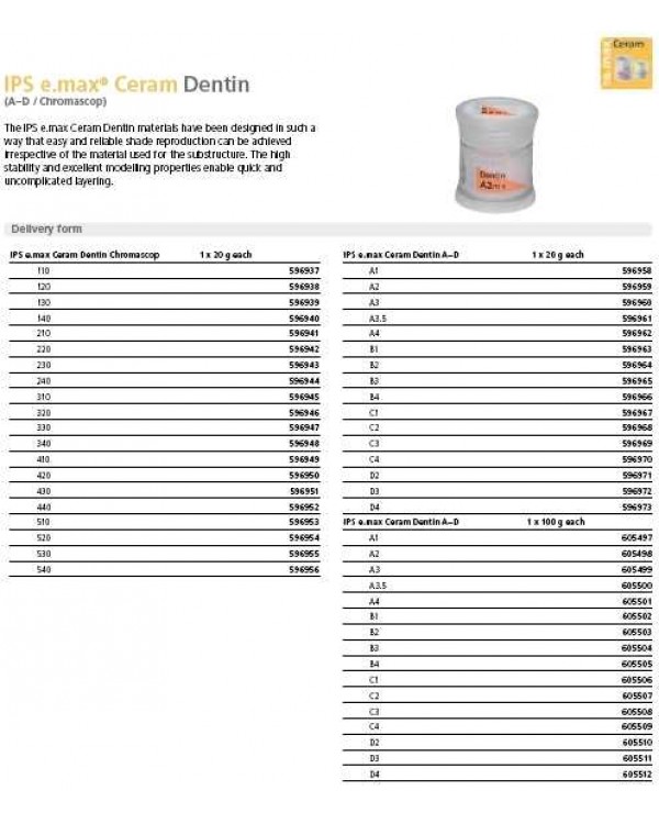 IPS e.max Ceram Дентин А4 100 гр (шт.)