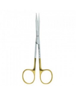 Ножницы для десны изогнутые по плоскости с твердосплавными вставками и золотистыми ручками,11 см.