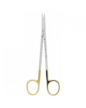 Ножницы для десны N2 изогнутые по плоскости с твердосплавными вставками и золотистыми ручками, 16 см