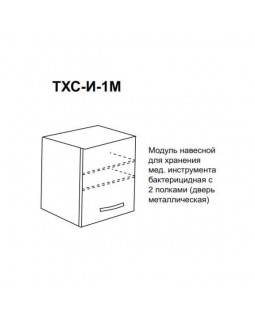 ТХС-И1М - шкаф навесной бактерицидный с дверцей из металла, лампа Philips, 2 полки 600х500х330 мм