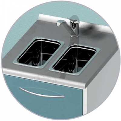 AR-04 - металлическая тумба с распашной металлической дверью, двойной мойкой и смесителем AR-04 - металлическая тумба с распашной металлической дверью, двойной мойкой и смесителем