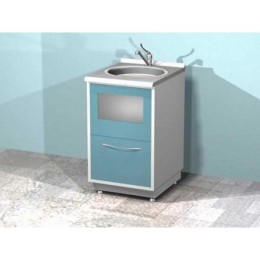 AR-04D - металлическая тумба с выдвижным ящиком, распашной металлической шторкой, мойкой и смесителем