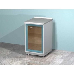 AR-11 - металлическая тумба с распашной застекленной дверью и двумя стеклянными полками
