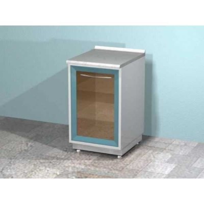AR-11 - металлическая тумба с распашной застекленной дверью и двумя стеклянными полками AR-11 - металлическая тумба с распашной застекленной дверью и двумя стеклянными полками