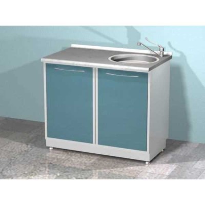 AR-26 - металлическая тумба с двумя распашными металлическими дверями, правой мойкой и смесителем AR-26 - металлическая тумба с двумя распашными металлическими дверями, правой мойкой и смесителем