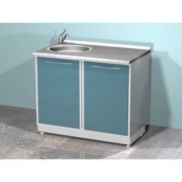 AR-27 - металлическая тумба с двумя распашными металлическими дверями, левой мойкой и смесителем