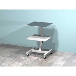 AR-30.1 - передвижной столик с двумя полками, сверху стекло (на квадратной ноге)