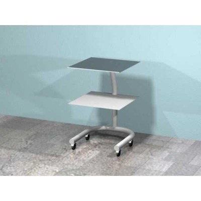 AR-30.2 - передвижной столик с двумя полками, сверху стекло (на круглой ноге) AR-30.2 - передвижной столик с двумя полками, сверху стекло (на круглой ноге)