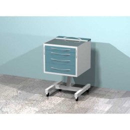 AR-34.1M - передвижной столик с четырьмя выдвижными ящиками, откидным столиком, лотком для инструмента, сверху стекло (на квадратной ноге)