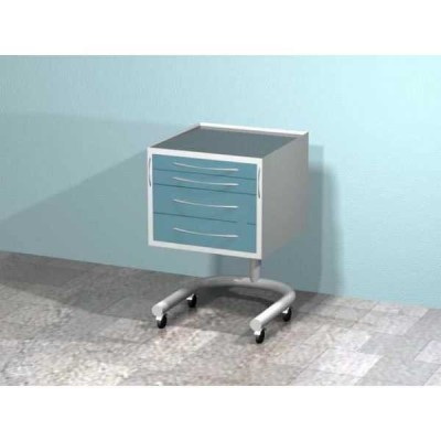 AR-34.2 - передвижной столик с четырьмя выдвижными ящиками, сверху стекло (на круглой ноге) AR-34.2 - передвижной столик с четырьмя выдвижными ящиками, сверху стекло (на круглой ноге)