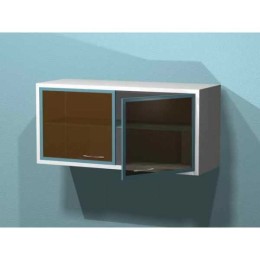 AR-54 - металлическая тумба навесная с двумя распашными застекленными дверями, стеклянной полкой