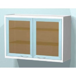 AR-56 - металлическая тумба навесная с двумя распашными застекленными дверями, двумя стеклянными полками