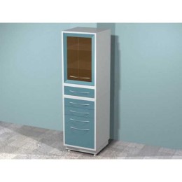 AR-64C - шкаф с распашной застекленной дверью, двумя стеклянными полками, пятью выдвижными ящиками, бактерицидной лампой Philips