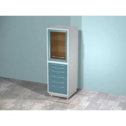 AR-83C - шкаф с распашной застекленной дверью, двумя стеклянными полками, шестью выдвижными ящиками, бактерицидной лампой Philips