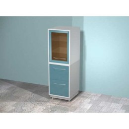 AR-84C - шкаф с распашной застекленной дверью, двумя стеклянными полками, двумя выдвижными ящиками, бактерицидной лампой Philips