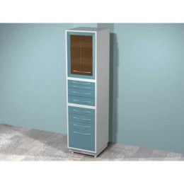 AR-87C - шкаф с распашной застекленной дверью, двумя стеклянными полками, восемью выдвижными ящиками, c бактерицидной лампой Philips