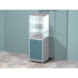 AR-91 - шкаф с двумя распашными дверями - застекленной и металлической, двумя стеклянными и двумя металлическими полками, стеклянная дверь с замком