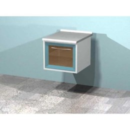 AR-T07 - металлическая настенная тумба с распашной застекленной дверью и одной стеклянной полкой