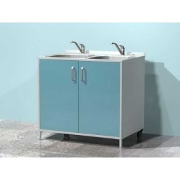 AR-X24 - металлическая тумба с двумя распашными металлическими дверями, двойной мойкой и 2 смесителями