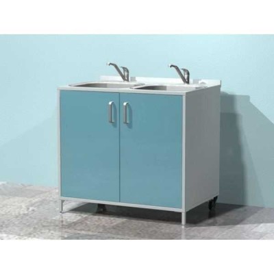 AR-X24 - металлическая тумба с двумя распашными металлическими дверями, двойной мойкой и 2 смесителями AR-X24 - металлическая тумба с двумя распашными металлическими дверями, двойной мойкой и 2 смесителями