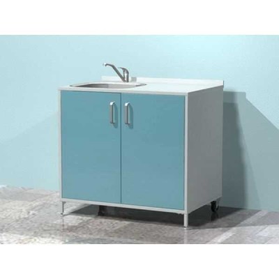 AR-X27 - металлическая тумба с двумя распашными металлическими дверями, левой мойкой и смесителем AR-X27 - металлическая тумба с двумя распашными металлическими дверями, левой мойкой и смесителем