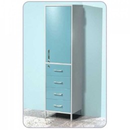 AR-X72 - шкаф с распашной металлической дверью с замком, двумя металлическими полками, четырьмя выдвижными ящиками, с замком