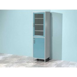 AR-X81 - шкаф с двумя дверями - застекленной и металлической с замком, тремя металлическими полками