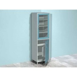 AR-X81A - шкаф с двумя дверями - застекленной и металлической с замком, с сейфом, тремя металлическими полками