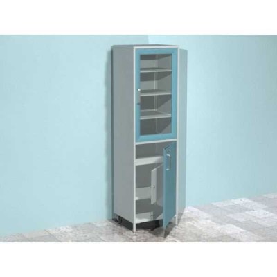 AR-X81A - шкаф с двумя дверями - застекленной и металлической с замком, с сейфом, тремя металлическими полками AR-X81A - шкаф с двумя дверями - застекленной и металлической с замком, с сейфом, тремя металлическими полками