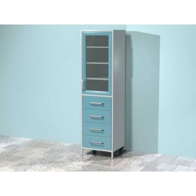 AR-X82 - шкаф с распашной застекленной дверью, двумя металлическими полками, четырьмя выдвижными ящиками с замком AR-X82 - шкаф с распашной застекленной дверью, двумя металлическими полками, четырьмя выдвижными ящиками с замком