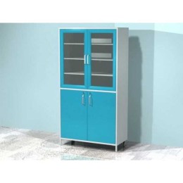 AR-X88 - шкаф с четырьмя распашными дверями - двумя застекленными и двумя металлическими с замком, тремя металлическими полками
