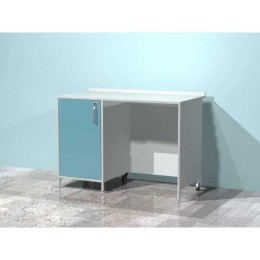AR-XL31 - стол лабораторный металлический, тумба с распашной металлической дверью с замком, металлической полкой, стенки закрыты