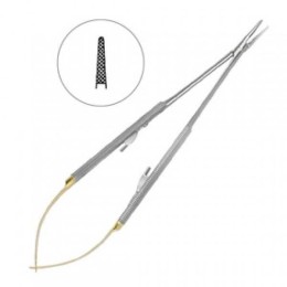 Иглодержатель микрохирургический прямой Castroviejo-Gomel TC, 18см