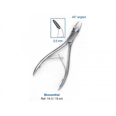 Кусачки костные Blumenthal, 15см, 3,5мм, 45° угол рабочей части Кусачки костные Blumenthal, 15см, 3,5мм, 45° угол рабочей части