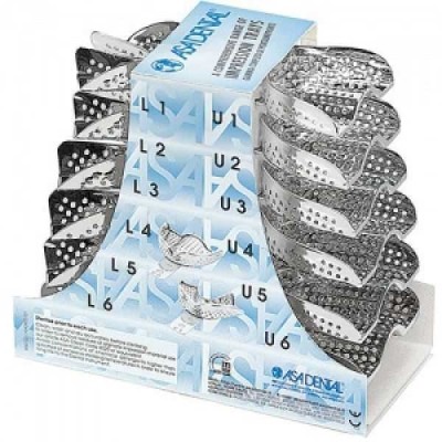 Ложка слепочная, набор 12 штук, с перфорацией без бортиков Ложка слепочная, набор 12 штук, с перфорацией без бортиков