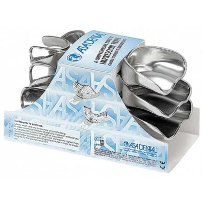 Ложка слепочная, набор 6 ложек, без перфорации с бортиком Ложка слепочная, набор 6 ложек, без перфорации с бортиком