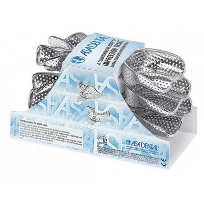 Ложка слепочная, набор 6 ложек с перфорацией с бортиками Ложка слепочная, набор 6 ложек с перфорацией с бортиками