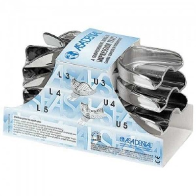 Ложка слепочная, набор 6 штук, без перфорации с бортиками Ложка слепочная, набор 6 штук, без перфорации с бортиками