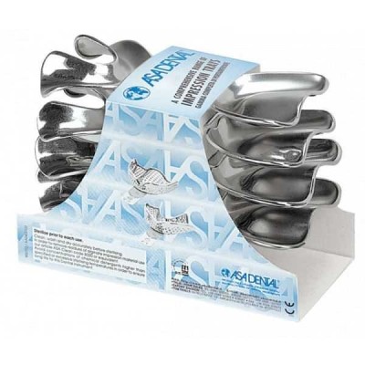 Ложка слепочная, набор 8 штук, без перфорации без бортиков для полностью беззубых челюстей Ложка слепочная, набор 8 штук, без перфорации без бортиков для полностью беззубых челюстей