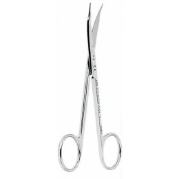 Ножницы для десны изогнутые, зубчики на одном лезвии, узкие лезвия 13 см.