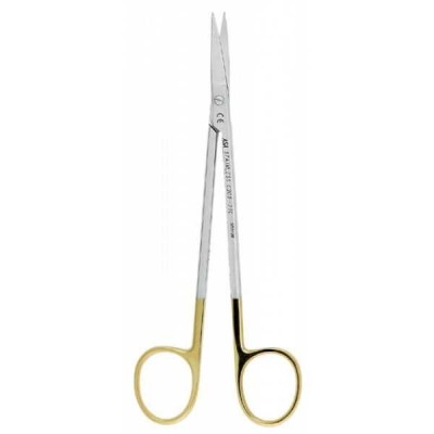 Ножницы для десны N2 изогнутые по плоскости с твердосплавными вставками и золотистыми ручками, 16 см Ножницы для десны N2 изогнутые по плоскости с твердосплавными вставками и золотистыми ручками, 16 см