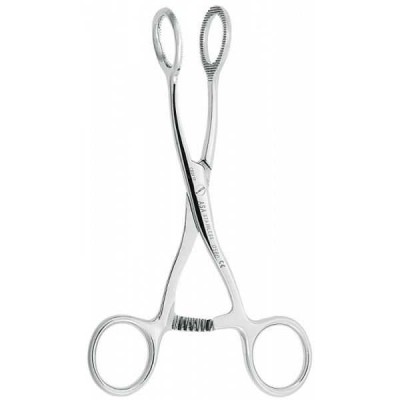 Пинцет для языка с круглой рабочей частью и фиксатором на ручке, изогнутый,17 см Пинцет для языка с круглой рабочей частью и фиксатором на ручке, изогнутый,17 см