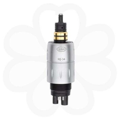 RotoQuick-34 - быстросъемный переходник для турбинных наконечников с фиброоптикой, с регулировкой подачи воды (для 4-канального соединения MidWest) RotoQuick-34 - быстросъемный переходник для турбинных наконечников с фиброоптикой, с регулировкой подачи воды (для 4-канального соединения MidWest)