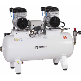 REMEZA KM-100.OLD15Т - безмасляный компрессор для 4-x стоматологических установок, без осушителя, с ресивером 100 л, 270 л/мин, тандем
