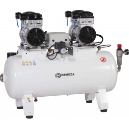 REMEZA KM-100.OLD20Т - компрессор для 4-x стоматологических установок, без осушителя, с ресивером 100 л, 360 л/мин, тандем