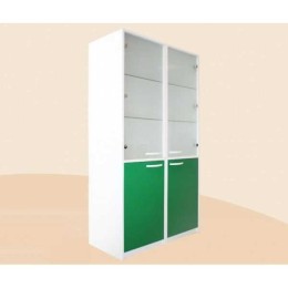 ШМ-А6 - шкаф двухстворчатый, верх - дверца из прозрачного стекла в металлическом обрамлении и 2 полки, низ дверца металл и одна полка 1860х1000х495 мм