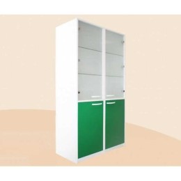 ШМ-А6 - шкаф двухстворчатый, верх - дверца стекло прозрачное и 2 полки, низ - дверца металл и одна полка 1860х1000х495 мм