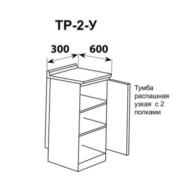 ТР-2-У - тумба распашная узкая с двумя полками 300х600 мм ТР-2-У - тумба распашная узкая с двумя полками 300х600 мм