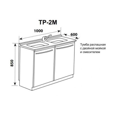 ТР-2М - тумба распашная с двойной мойкой и смесителем 850х1000х600 мм ТР-2М - тумба распашная с двойной мойкой и смесителем 850х1000х600 мм